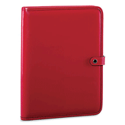 Red Snap Closure Italian Leather Portfolios